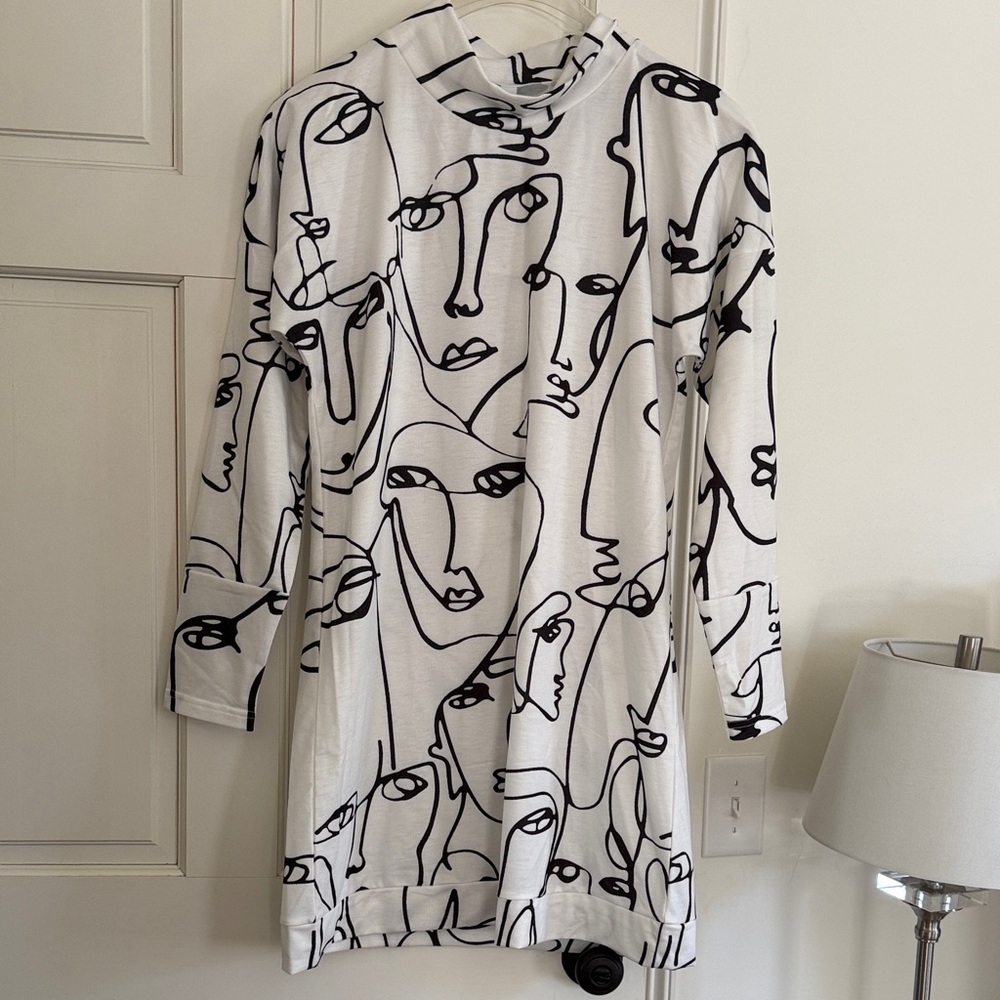 Abstract Face Print Dress